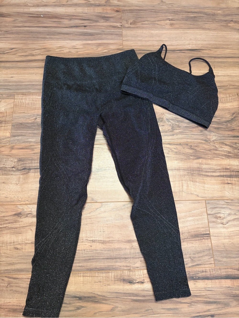 Fabletics Black Sparkle High-Waist Leggings & Sports Bra